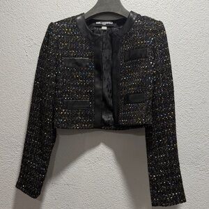 Karl Lagerfeld Black and Gold Sequin Blazer